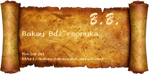 Bakay Bársonyka névjegykártya